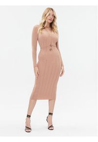 Elisabetta Franchi Sukienka dzianinowa AM-13S-36E2-V450 Brązowy Slim Fit. Kolor: brązowy. Materiał: dzianina, lyocell