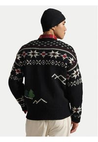 Polo Ralph Lauren Sweter 710982259001 Czarny Regular Fit. Typ kołnierza: polo. Kolor: czarny. Materiał: wełna #3