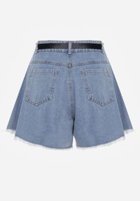 Renee - Granatowe Szorty Jeansowe o Luźnym Kroju z Paskiem z Klamrą Eleda. Okazja: na co dzień. Kolor: niebieski. Materiał: jeans. Sezon: wiosna, lato. Styl: elegancki, casual #7