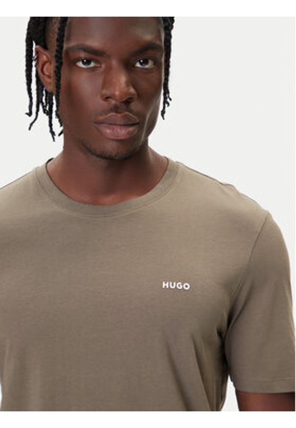 Hugo - HUGO T-Shirt Dero222 50466158 Beżowy Regular Fit. Kolor: beżowy. Materiał: bawełna