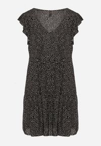 Born2be - Czarna Bawełniana Sukienka o Rozkloszowanym Kroju w Kropki Giavina. Okazja: na co dzień. Kolor: czarny. Materiał: bawełna. Wzór: kropki. Typ sukienki: rozkloszowane, sportowe. Styl: casual, sportowy #7