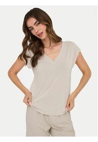 only - ONLY T-Shirt Free 15287041 Beżowy Regular Fit. Kolor: beżowy. Materiał: syntetyk #5