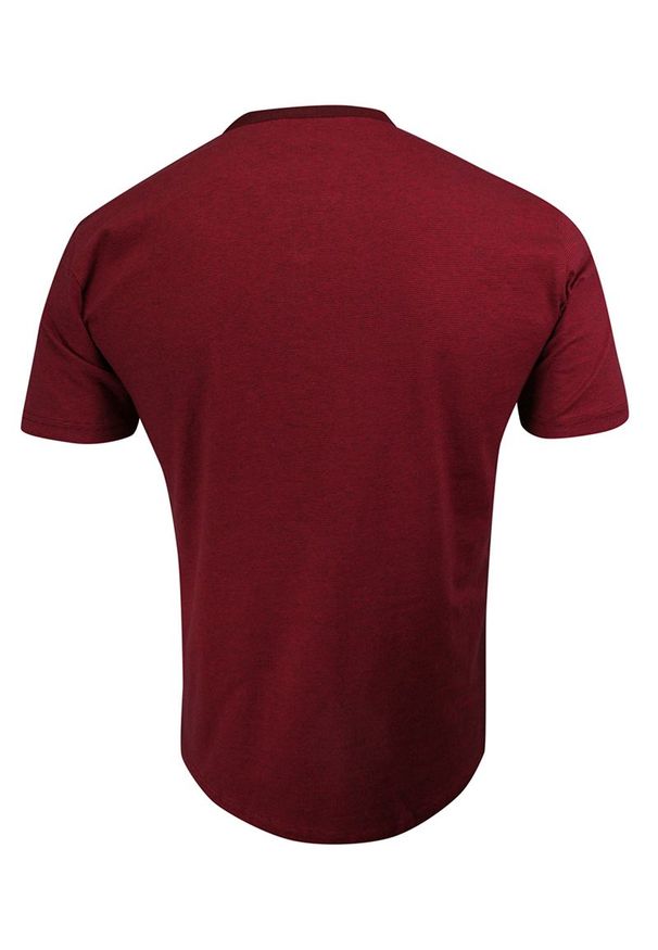 Pako Jeans - T-shirt Bawełniany, Czerwony w Paski z Kieszonką, Męski, Krótki Rękaw, Dekolt z Guzikami -PAKO JEANS. Okazja: na co dzień. Kolor: czerwony. Materiał: bawełna. Długość rękawa: krótki rękaw. Długość: krótkie. Wzór: paski. Styl: casual