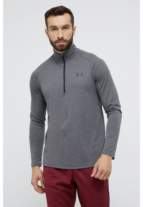 Under Armour Bluza męska kolor szary melanżowa. Kolor: szary. Długość rękawa: raglanowy rękaw. Długość: krótkie. Wzór: melanż
