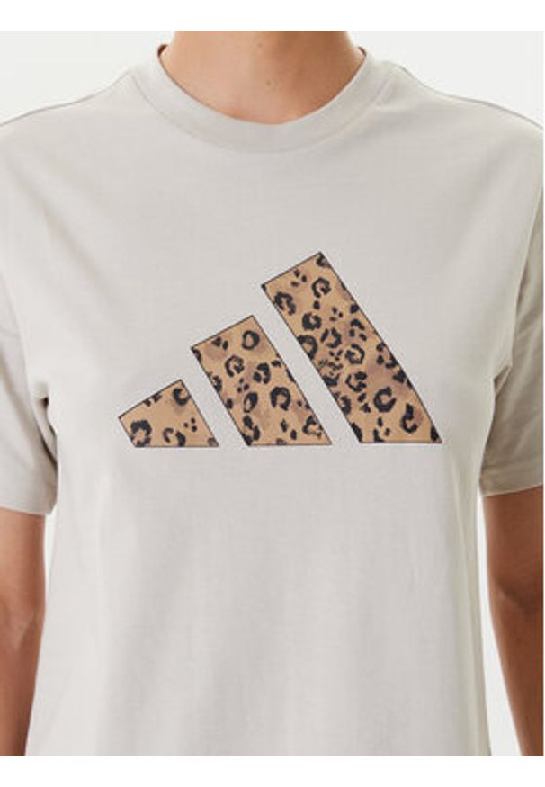 Adidas - adidas T-Shirt Animal Graphic JM4423 Beżowy Regular Fit. Kolor: beżowy. Materiał: bawełna