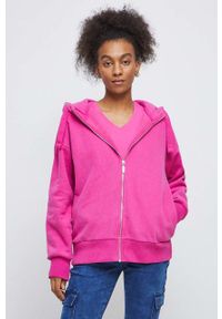 medicine - Medicine bluza damska kolor różowy z kapturem gładka. Typ kołnierza: kaptur. Kolor: różowy. Materiał: dzianina. Wzór: gładki #1
