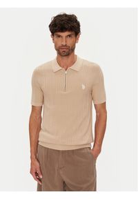 U.S. Polo Assn. Polo MUP3369 Beżowy Slim Fit. Typ kołnierza: polo. Kolor: beżowy. Materiał: bawełna #1