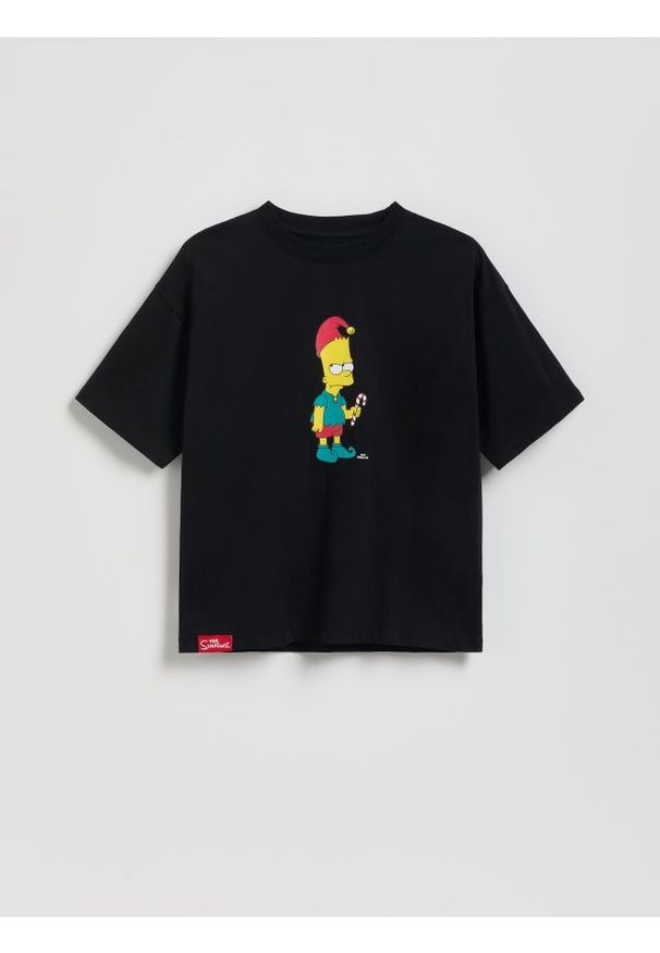 Reserved - T-shirt The Simpsons - czarny. Kolor: czarny. Materiał: dzianina, bawełna