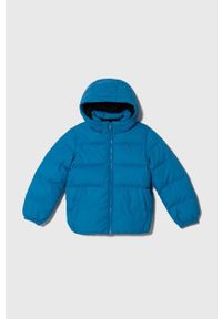 TOMMY HILFIGER - Tommy Hilfiger kurtka puchowa dziecięca kolor niebieski. Okazja: na co dzień. Kolor: niebieski. Materiał: puch. Styl: casual