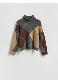 Reserved - Sweter z golfem - wielobarwny. Typ kołnierza: golf. Materiał: wełna, dzianina