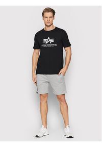 Alpha Industries T-Shirt Basic Reflective Print 100501RP Czarny Regular Fit. Kolor: czarny. Materiał: bawełna. Wzór: nadruk #4