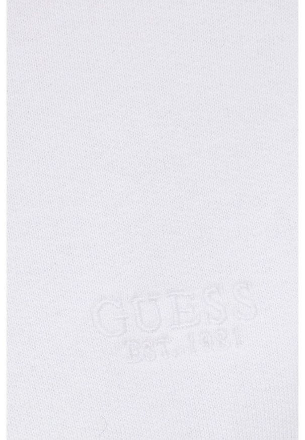 Guess Bluza męska kolor biały gładka. Kolor: biały. Materiał: bawełna. Wzór: gładki