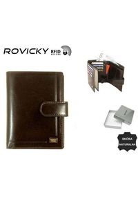 ROVICKY - Portfel skórzany Rovicky PC-101L-BAR brązowy. Kolor: brązowy. Materiał: skóra. Wzór: gładki