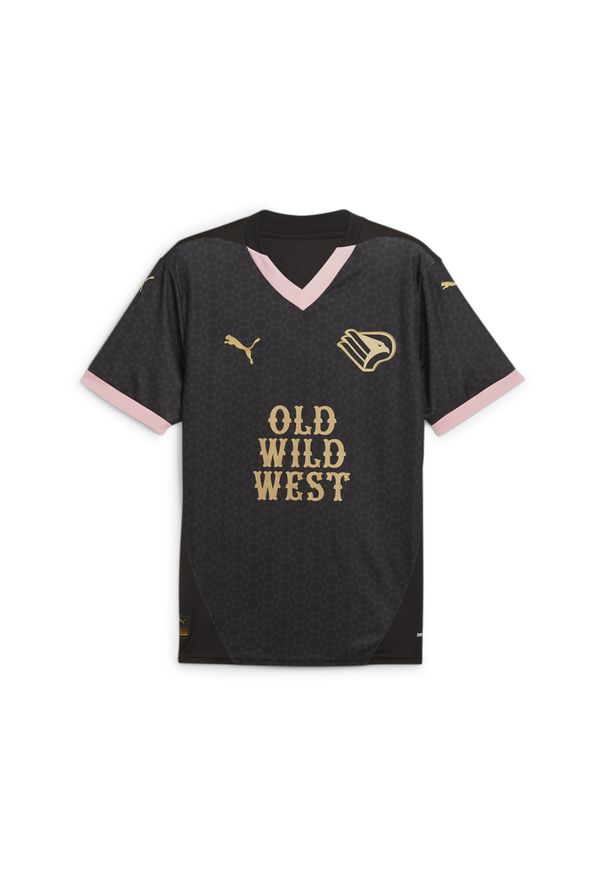Puma - Męska koszulka wyjazdowa Palermo F.C. 24/25 PUMA Black Gold. Kolor: wielokolorowy, żółty, czarny. Materiał: materiał. Sport: piłka nożna