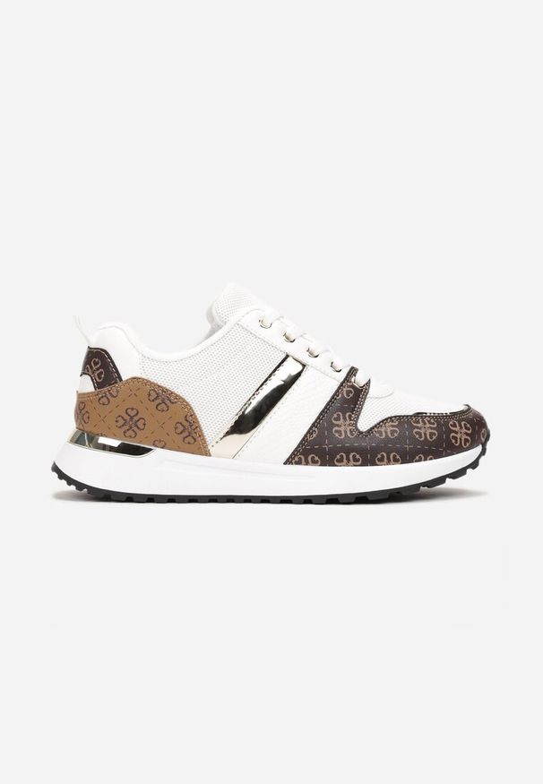 Born2be - Białe Sznurowane Sneakersy przed Kostkę z Modnym Wzorem Helephne. Wysokość cholewki: przed kostkę. Kolor: biały