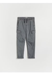 Reserved - Wysokoelastyczne spodnie cargo - ciemnoszary. Kolor: szary. Materiał: bawełna, tkanina #1