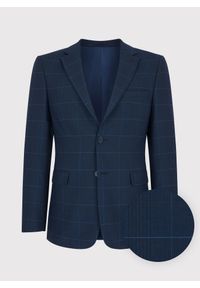 Pako Lorente - PAKO LORENTE – Granatowa marynarka garniturowa P22SF-3G-014-G-S. Kolor: niebieski. Materiał: wiskoza. Wzór: kratka #1