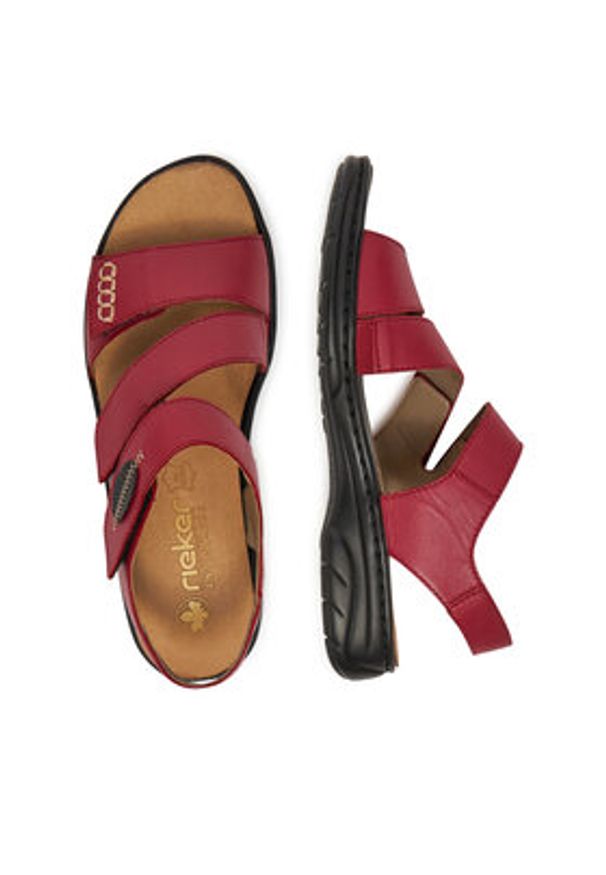 Rieker Sandały 64573-33 Czerwony. Kolor: czerwony. Materiał: skóra