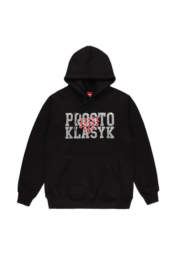 Bluza Prosto Klasyk Hoodie Ferras KL232MSWE2082 - czarna. Okazja: na co dzień, na spacer. Typ kołnierza: kaptur. Kolor: czarny. Materiał: bawełna, poliester, dresówka, materiał. Wzór: aplikacja. Styl: klasyczny, casual. Sport: turystyka piesza