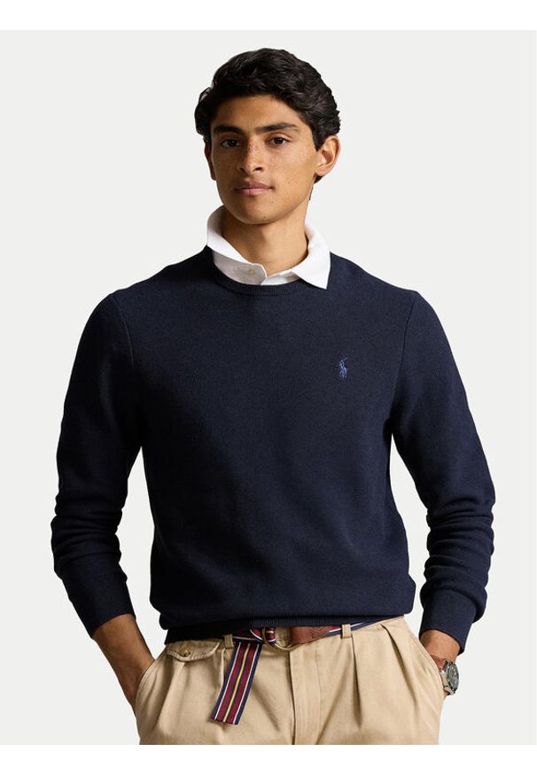 Polo Ralph Lauren Sweter 710918163001 Granatowy Regular Fit. Typ kołnierza: polo. Kolor: niebieski. Materiał: bawełna