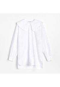 Reserved - Bawełniana koszula z ozdobnym kołnierzem - Biały. Kolor: biały. Materiał: bawełna #1