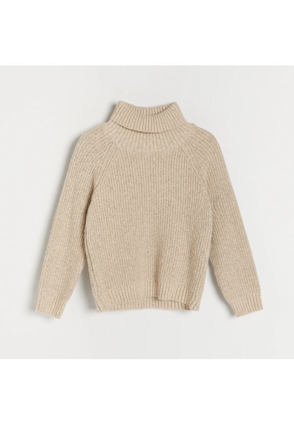 Reserved - Melanżowy sweter z golfem - Kremowy. Typ kołnierza: golf. Kolor: kremowy. Wzór: melanż