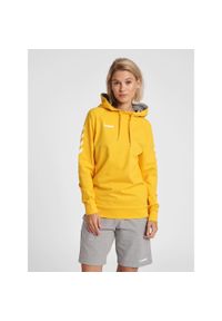 Bluza sportowa z kapturem damska Hummel Go Cotton Hoodie Woman. Typ kołnierza: kaptur. Kolor: żółty, pomarańczowy, wielokolorowy. Sport: fitness #1