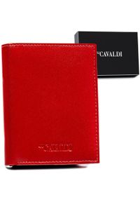 4U CAVALDI - Portfel skórzany Cavaldi [DH] 248-GCL RED czerwony. Kolor: czerwony. Materiał: skóra