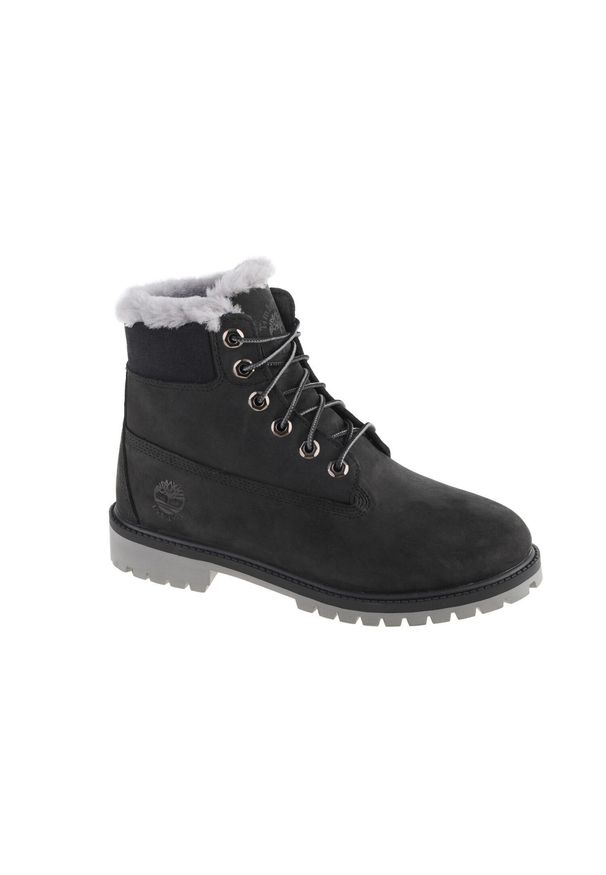 Trapery chłopięce, Timberland Premium 6 IN WP Shearling Boot Jr. Kolor: wielokolorowy, czarny, szary. Materiał: guma, skóra, tkanina, materiał, syntetyk