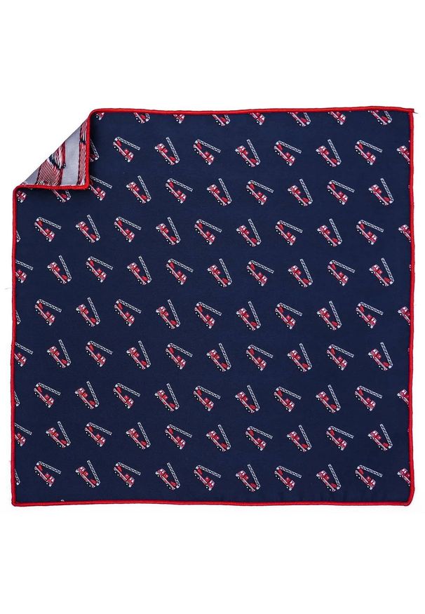 Adam Collection - Granatowa poszetka - wozy strażackie, dla strażaka E157. Kolor: niebieski. Materiał: poliester