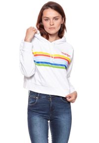 Wrangler - BLUZA WRANGLER DAMSKA CROPPED HOODY WHITE W6073HP12 112130434. Typ kołnierza: kaptur