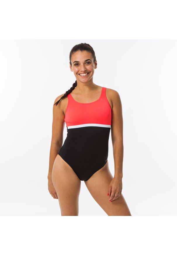 NABAIJI - Strój jednoczęściowy pływacki damski Nabaiji Heva Li. Kolor: różowy, biały, czarny, wielokolorowy