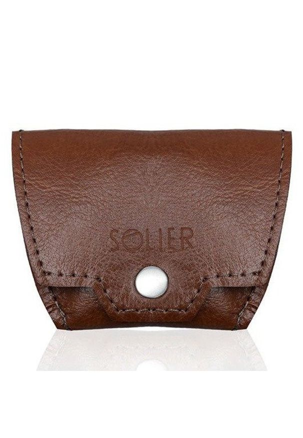 Solier - Skórzana bilonówka, portfel na monety SOLIER SA10 Brąz. Kolor: brązowy. Materiał: skóra