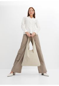 bonprix - Bluzka ze stretchem. Typ kołnierza: dekolt w serek. Kolor: biały. Długość rękawa: długi rękaw. Długość: długie #2