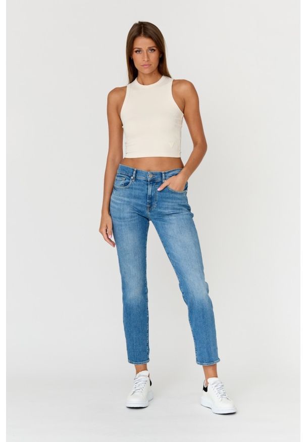 7 FOR ALL MANKIND Błękitne jeansy damskie RELAXED SKINNY. Kolor: niebieski