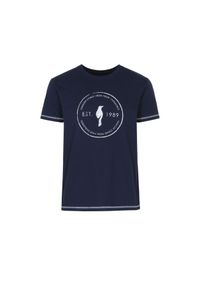 Ochnik - Granatowy T-shirt męski z logo. Kolor: niebieski. Materiał: bawełna. Wzór: nadruk #3