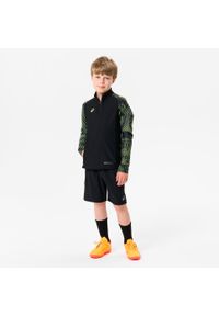 KIPSTA - Bluza piłkarska na krótki suwak dla dzieci Kipsta Viralto Wavy Club. Kolor: czarny, wielokolorowy, różowy. Materiał: poliester, materiał. Długość: krótkie. Sport: piłka nożna