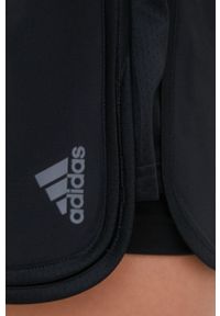 adidas Performance szorty treningowe Club damskie kolor czarny gładkie medium waist. Kolor: czarny. Materiał: skóra, tkanina, dzianina, materiał. Wzór: gładki