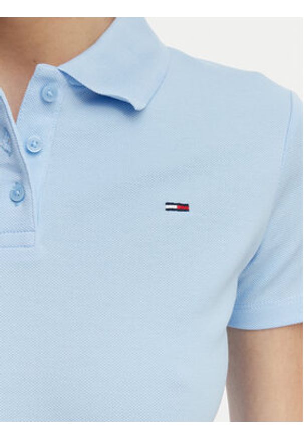 Tommy Jeans Polo Essential DW0DW20160 Niebieski jasny Slim Fit. Typ kołnierza: polo. Kolor: niebieski. Materiał: bawełna