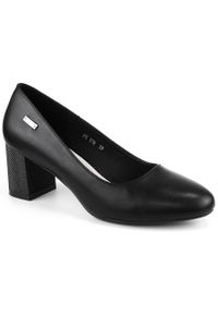 Czółenka na ozdobnym słupku czarne Sergio Leone PB178. Kolor: czarny. Materiał: skóra ekologiczna. Szerokość cholewki: normalna. Obcas: na słupku #1