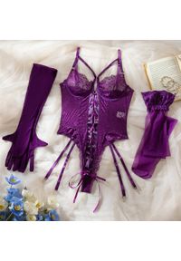 Intica - Body koronkowe z regulowanymi ramiączkami na specjalne okazje Savanah. Kolor: fioletowy. Materiał: koronka. Wzór: koronka