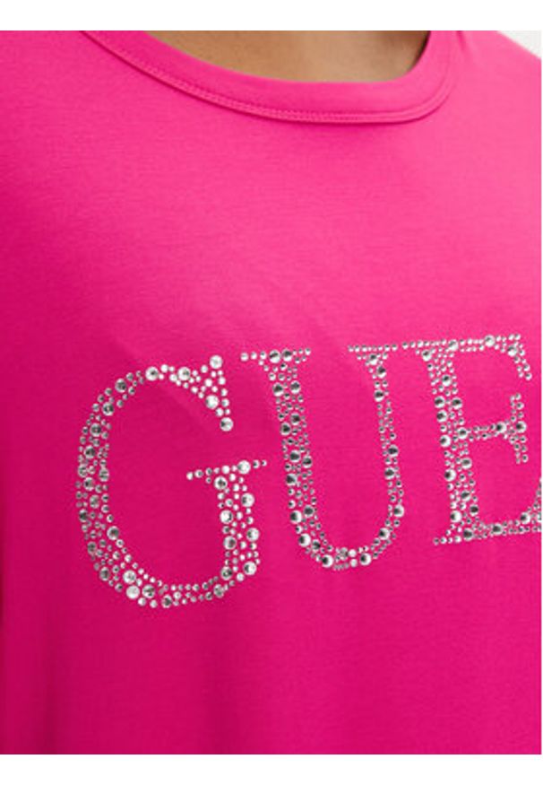 Guess T-Shirt E5GI07 K68D2 Różowy Regular Fit. Kolor: różowy. Materiał: wiskoza