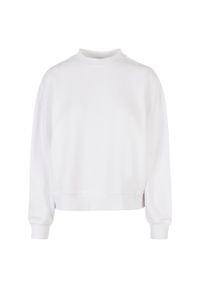 BUILD YOUR BRAND - Bluza Damska Dekolt W Szpic Oversized. Kolor: biały