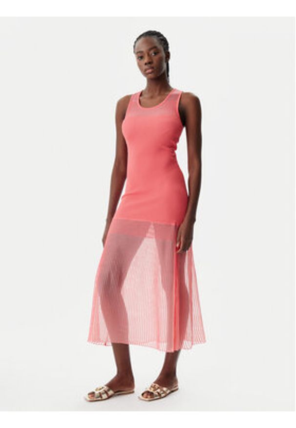 Pinko - PINKO Sukienka dzianinowa 104802 A2GJ Koralowy Regular Fit. Kolor: pomarańczowy. Materiał: syntetyk