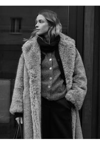 Reserved - Kardigan z domieszką wełny - szary. Kolor: szary. Materiał: wełna #1