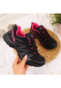 Buty trekkingowe damskie wodoodporne czarno-różowe American Club. Kolor: czarny, wielokolorowy, różowy. Materiał: materiał