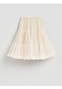 Reserved - Tiulowa spódnica midi - kremowy. Kolor: kremowy. Materiał: tiul #1