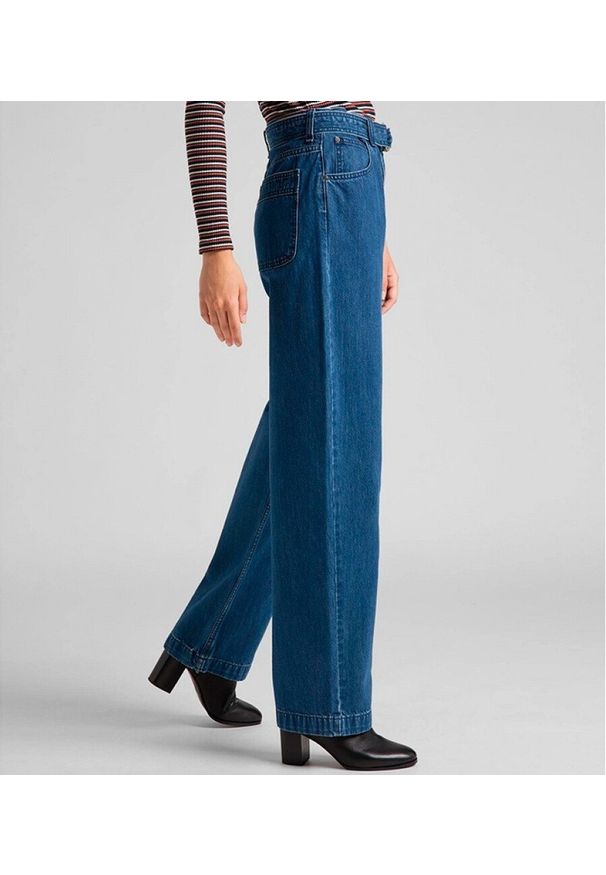 Lee - LEE BELTED HIGH WAIST STRAIGHT DAMSKIE SPODNIE JEANSOWE L30ZKEGT 112106903. Stan: podwyższony