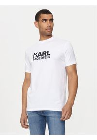 Karl Lagerfeld - KARL LAGERFELD T-Shirt 755087 Biały Regular Fit. Typ kołnierza: dekolt w karo. Kolor: biały. Materiał: bawełna