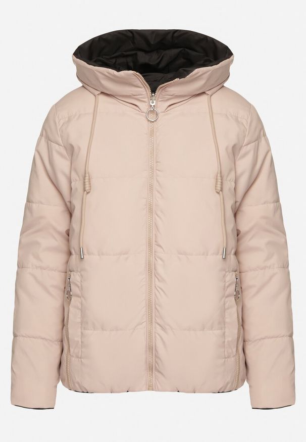 Born2be - Czarna Dwustronna Kurtka Pikowana Ozdobiona Sznurkami Mivvena. Okazja: na co dzień. Kolor: czarny. Materiał: jeans. Długość rękawa: długi rękaw. Długość: długie. Wzór: aplikacja. Styl: casual